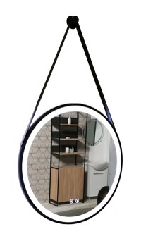 Oglinda cu iluminare LED si functie dezaburire, MD3, rama neagra, diametru 60 cm - 1