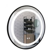 Oglinda cu iluminare LED si functie dezaburire, MD3, rama neagra, diametru 70 cm - 1