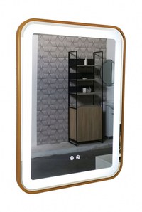 Oglinda cu iluminare LED si functie dezaburire, MD4, rama aurie, 60x80 cm - 1