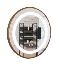 Oglinda cu iluminare LED si functie dezaburire, MD4, rama aurie, diametru 60 cm - 1