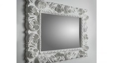 Oglinda cu rama ornamentala ALLEGRA, alb, 82x5x101 cm