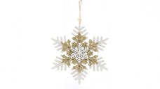 Ornament fulg de agatat, auriu + alb, 12 cm