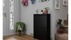 Pantofar DOUBLE, cu 2 rafturi, negru, 50x15x71 cm