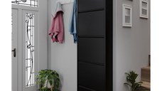 Pantofar FIVE, cu 5 rafturi, negru, 50x15x169 cm