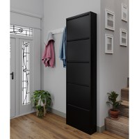 Pantofar FIVE, cu 5 rafturi, negru, 50x15x169 cm - 1