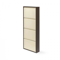 Pantofar Quarter, cu 4 rafturi, maro + crem, 55x15x137 cm - 1