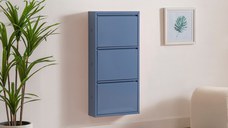 Pantofar TRIPLE, cu 3 rafturi, albastru, 50x15x104 cm