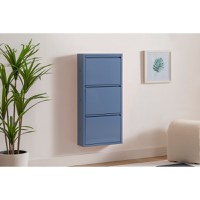Pantofar TRIPLE, cu 3 rafturi, albastru, 50x15x104 cm - 1