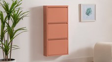 Pantofar TRIPLE, cu 3 rafturi, portocaliu, 50x15x104 cm