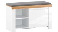 Pantofar VIGO, 1 usa, sezut, alb + stejar wotan, 92,6x37,3x56,5 cm