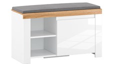 Pantofar VIGO, 1 usa, sezut, alb + stejar wotan, 92,6x37,3x56,5 cm
