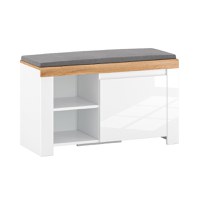 Pantofar VIGO, 1 usa, sezut, alb + stejar wotan, 92,6x37,3x56,5 cm - 1