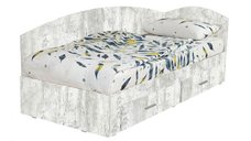 Pat Colt Alma 120x200 cm, cu 2 sertare laterale pe role, colt interschimbabil, pin antichizat