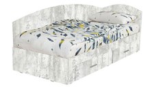 Pat Colt Alma 120x200 cm, cu 2 sertare laterale pe role, colt interschimbabil, pin antichizat