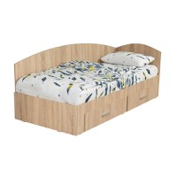 Pat Colt Alma 120x200 cm, cu 2 sertare laterale pe role, colt interschimbabil, sonoma deschis - 1