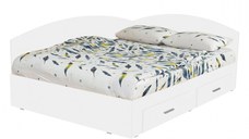 Pat Colt Alma 140x200 cm, cu 2 sertare laterale pe role, colt interschimbabil, alb