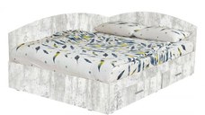 Pat Colt Alma 140x200 cm, cu 2 sertare laterale pe role, colt interschimbabil, pin antichizat
