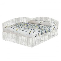 Pat Colt Alma 140x200 cm, cu 2 sertare laterale pe role, colt interschimbabil, pin antichizat - 1