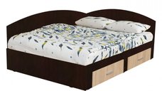 Pat Colt Alma 140x200 cm, cu 2 sertare laterale pe role,  colt interschimbabil, sonoma inchis + sonoma deschis