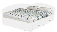 Pat Colt Alma 160x200 cm, cu 2 sertare laterale pe role, colt interschimbabil, alb