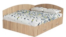 Pat Colt Alma 160x200 cm, cu 2 sertare laterale pe role, colt interschimbabil, sonoma deschis