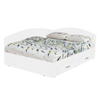 Pat Colt Alma 180x200 cm, cu 2 sertare laterale pe role, colt interschimbabil, alb - 1