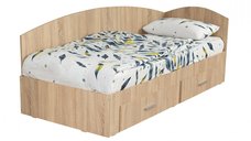 Pat Colt Alma 90x200 cm, cu 2 sertare laterale pe role, colt interschimbabil, sonoma deschis