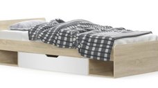 Pat cu sertar TIPS 90x200 cm, stejar sonoma + alb, 203,2x95,6x60,5 cm