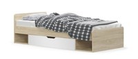 Pat cu sertar TIPS 90x200 cm, stejar sonoma + alb, 203,2x95,6x60,5 cm - 1