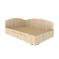 Pat de colt, 120x200 cm, sertar lateral pe role, sonoma - 1