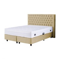 Pat tapitat CAMEL, 140x200 cm, lada depozitare, bej deschis - 1