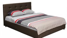 Pat tapitat ECONO CLASIC 140x200 cm, culoare maro inchis