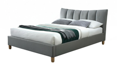 Pat tapitat SANDY, 160x200 cm, cu somiera, gri