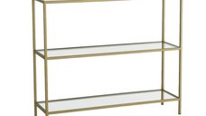 Raft D101 auriu, cu sticla securizata, 100 x 30 x 85 cm