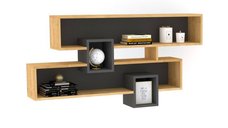 Raft suspendat KAREN, stejar safir + antracit, 120x22x72,2 cm