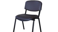 Scaun de birou VIZITATOR, cadru metalic, tapitat cu piele ecologica, maro, 52x44x76 cm