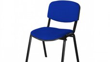 Scaun de birou VIZITATOR cu cadru metalic si tapiterie din stofa albastra, dimensiuni 52x44x76 cm