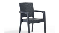 Scaun de gradina PARIS, model ratan, antracit, 62x57x88cm