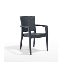 Scaun de gradina PARIS, model ratan, antracit, 62x57x88cm - 1