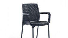 Scaun de gradina SUNSET, model ratan, antracit, 57x57x84 cm