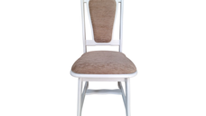 Scaun IZA, cadru alb + stofa maro, 45x45x95 cm
