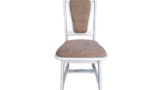 Scaun IZA, cadru alb + stofa maro, 45x45x95 cm
