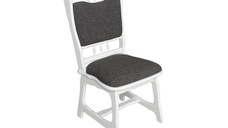 Scaun living FLANDER III, cadru alb + stofa gri inchis, 50x48x95 cm