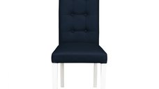 Scaun living TEO LUX, picioare lemn alb, piele ecologica albastru, 46x60x98 cm