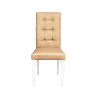 Scaun living TEO LUX, picioare lemn alb, piele ecologica bej, 46x60x98 cm - 1