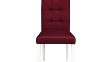 Scaun living TEO LUX, picioare lemn alb, piele ecologica bordo, 46x60x98 cm