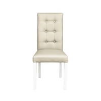 Scaun living TEO LUX, picioare lemn alb, piele ecologica crem, 46x60x98 cm - 1