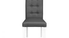 Scaun living TEO LUX, picioare lemn alb, piele ecologica gri, 46x60x98 cm