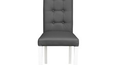 Scaun living TEO LUX, picioare lemn alb, piele ecologica gri, 46x60x98 cm