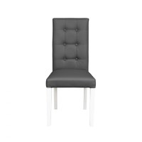 Scaun living TEO LUX, picioare lemn alb, piele ecologica gri, 46x60x98 cm - 1